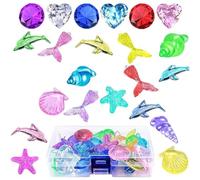 Lpitoy 26 Pcs Acrylic Seashells Dive Toys Shell Gems Pool Starfish Conch Scallop Gemstones Pirate Treasures for Beach Underwater Throw Game Toys Swimming Party Favors