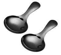 Lpitoy 2pcs/set Cute 304 Stainless Steel Mini Spoon Ice Cream Sugar Salt Spice Spoon Short Handled Tea Coffee Scoop Kitchen Tools - Black
