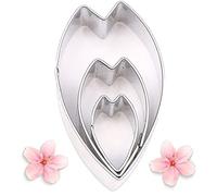 Lpitoy 3pcs Cherry Blossoms Cutter Set Stainless Steel Flowers Petal Cookie Cutter Mold Pastry Heart Shape Baking Mould Cake Fondant Decorating Tools