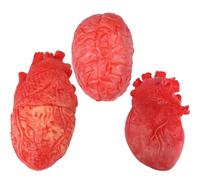 Lpitoy 3pcs Fake Bloody Heart Brain Realistic Body Bloody Scrary Body Parts Prank Toy Horror Halloween Fake Body Organs for Halloween Decor