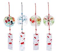 Lpitoy 4 Pcs Japanese Wind Chimes, Cute Fish Wind Bells Handmade Japanese Style Pendant Hanging Ornaments for Outdoor or Indoor Home Decors