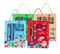 Lpitoy 4 Sets Christmas Stationary Set Include Christmas Pencils Eraser Sharpener Ruler for Kid Christmas Party Favor Reward Prizes