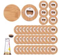 Lpitoy 40 Pcs Magnetic Bottle Opener, Wooden Round Bottle Opener, Beer Can Opener, Personalized Bottle Opener Fridge Magnets