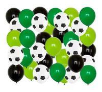 Lpitoy 40pcs 12-inch Green Black White Football Balloons Set - Thick Latex Soccer Printed Balloons for Boys Birthday, Sports Event, Football Soccer Party
