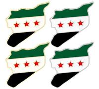 Lpitoy 4pcs Syrian Flag Brooch Pins, Syria Flag Brooch Pin Badge, Metal Lapel Pin Vintage Metal Badge Brooch Clothes Lapel Pins for Men Woman