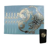 Lpitoy 5 Pcs Gold Dragon Cartoon Animal Stickers for Scrapbook, Metal, Rectangular, Outdoor Use