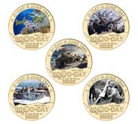 Lpitoy 5 Pcs Wwii D-day Normandy Invasion 80th Anniversary Challenge Coins D-day Normandy Commemorative Coins Collection Gift Home Decor