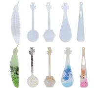 Lpitoy 5pcs Silicone Bookmark Resin Moulds Musical Instrument Feathers Bookmark Moulds Epoxy Silicone Mold Diy Craft Silicone Transparent Mold