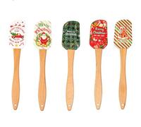 Lpitoy 5pcs Silicone Christmas Spatula, 9. 8 Inch Christmas Kitchen Utensils Set, Xmas Cute Pan Scraper for Cake Cooking Baking Cookie Mixing Stir Butter Cream