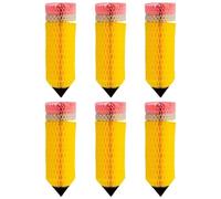 Lpitoy 6 Pcs Pencil Honeycomb Centerpiece Tissue Paper Hanging Pencil Back to School Classroom Hanging Decorations for First Day of School Decorations