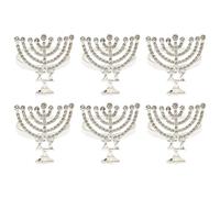 Lpitoy 6pcs Menorah Napkin Rings Golden Hanukkah Napkin Holder Chanukah Menorah Jerusalem Serviette Buckle for Holiday Dinner Party Wedding Table Decor