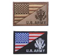 Lpitoy American Flag Army Us Embroidered Military Badge Emblem Patches Hook Loop Patches for Hats Backpacks Bags Jackets 2pcs