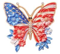 Lpitoy American Flag Lapel Pin, Usa Flag Butterfly Brooch Pins, Red White Blue Crystal Butterfly Brooches, 4th of July Independence Day Costumes Accessories