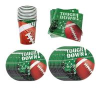 Lpitoy American Football Party Tableware Set, 40 Pcs, Includes Plates, Cups, Napkins, Green, Football Theme Party Dinnerware for Boys Sports Theme Birthday Decorations