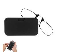 Lpitoy Armless Pinch Nose Clip on Reading Glasses for Men Women, No Temple Slim Compact Readers Ultra Thin with Mini Portable Case