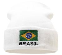 Lpitoy Brazil Flag Beanie Hat for Men Women Winter Warm Beanie Cap Knitted Slouchy Hats Unisex Hip Hop Skull Cap