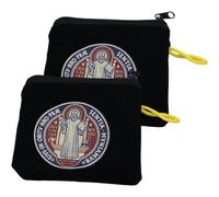 Lpitoy Catholic Rosary Pouch, 2 Pcs Cross Jesus Jewelry Pouch Mini Coin Purse Zipper Small Wallet Jewelry Gift Bag