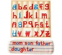 Lpitoy Children Montessori Language Educational Toy Movable Wood Alphabet with Box and Mat Spelling Learning Language Materials