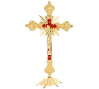 Lpitoy Crucifix Jesus Christ on the Stand Cross Alloy Crucifix with Base Standing Cross Decor for Table Home Religious Decoration