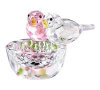 Lpitoy Crystal Double Birds Figurines Glass Animal Ornament Bird Collection Paperweight Table Centerpiece Ornament