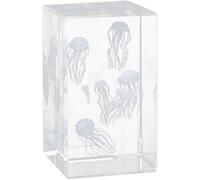 Lpitoy Crystal Glass Jellyfish Statue Model, 3D Laser Etched Crystal Jellyfish Figurine Art Animal Crystal Glass Cube Engraving Seahorse Ornaments