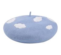 Lpitoy Cute White Cloud Beret Hat for Women Winter Hat Classic Wool Felt Cloud Beret French Beanie Cap Casual Painter Hat for Women Girls