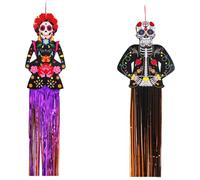 Lpitoy Day of the Dead Porch Sign Door Banner Halloween Mexico Dia De Los Muertos Party Decorations Welcome Hanging Home Wall Decor