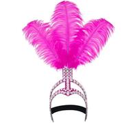 Lpitoy Feather Headpiece for Women Carnival Feather Rhinestone Headdress for Masquerade Party Cosplay Vegas Showgirl Headbands