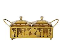 Lpitoy Gold Ramadan Tray with 2 Candy Boxes Eid Mubarak Serving Platter Food Storage Container for Cookie Pastry Snacks Dry Foods