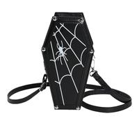Lpitoy Gothic Pu Leather Bag Coffin Shape Crossbody Bag Halloween Cell Phone Purses Punk Shoulder Bag Handbags for Female