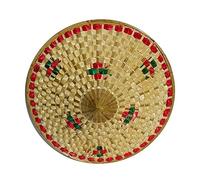 Lpitoy Handmade Weave Straw Hat Traditional Chinese Style Bamboo Weave Hat Farmer Bamboo Pineapple Cap Fishing Hat with Chin Strap