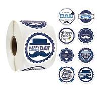 Lpitoy Happy Fathers Day Stickers Labels Gift Stickers 500pcs/roll Round Shape Father Stickers for Crafts Cards Gift Label Tags