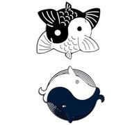 Lpitoy Lapel Brooches Pin, 2 Pcs Yin Yang Taichi Fish Brooch Pins Badge for Backpacks Clothes Bags Jackets Hat Jewelry Diy Accessories