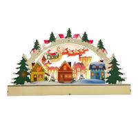 Lpitoy Led Wooden Festive Scenes, Battery Operated Warm White Led, Natural Wood, Christmas Village Window Display, Indoor Decorations, Light Up Ornaments