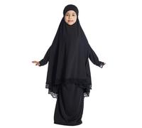 Lpitoy Muslim Kids Girls Hijab Dress Islamic Prayer Dress Long Sleeve Abayawith Hijab Two Piece Eid Ramadan Gift for Women