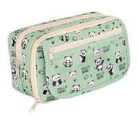 Lpitoy Panda Pen Bag Large Capacity Pencil Case Dirt-proof Stationery Organizer Nine-layer Pencil Storage Bag for Kids
