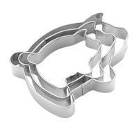 Lpitoy Pig Cookie Cutter Set, 3 Pcs Stainless Steel Metal Fondant Biscuit Cutter Cute Animal Pastry Sandwich Fruit Cutters for Baking