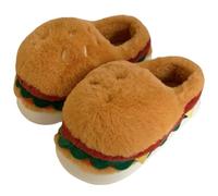 Lpitoy Plush Hamburger Slippers for Women Men, Soft Plush House Shoes Funny Burger Slippers Home Winter Warm Slipper for Indoor & Outdoor