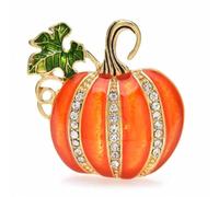 Lpitoy Rhinestone Pumpkin Brooch Pin Delicate Pumpkin Lapel Pin Elegant Breastpin Brooch Pin Badge for Thanksgiving Fall Autumn Halloween Decoration