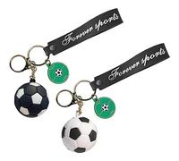 Lpitoy Sports Ball Keychain 2pcs Pvc Soft Rubber Football Keyring Pendant Stylish Souvenir Backpack Pendant Small Gift Key Chain