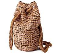Lpitoy Summer Straw Backpack for Women Handmade Drawstring Beach Shoulder Bags Rattan Woven Travel Handbags Bali Lady Backpacks