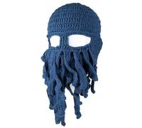 Lpitoy Unisex Barbarian Knit Beanie Octopus Hat Knit Wind Cthulhu Beard Beanie Mask Cap for Women and Men (dark Blue)