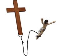 Lpitoy Wall Cross Jumping Jesus Decoration Resin Christ Crucifix Jesus Figurine for Easter Bungee Jesus Wall Decoration for Easter Christmas Home