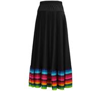 Lpitoy Women's Folklorico Dance Skirt Spanish Flamenco Colorful Long Swing Skirts Folkloric Mexican Folk Dance Performance Dress Costume