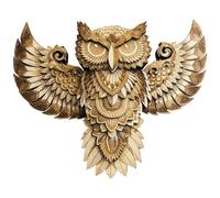 Lpitoy Wooden 3d Owl Wall Hanging Owl Hanging Decor Animal Wood Wall Sculpture Art 3d Hand Carved Owl Wall Decoration Wall Statue Crafts Owl Wall Hanging Ornament for Living Room Balcony