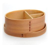 Lpitoy Wooden Bento Box Old Lacquered Natural Pine Fir Lunchbox with Food Compartments Retro Round Food Box Food Container for Picnic Sushi Lunch Bento