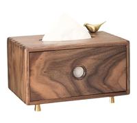 Lpitoy Wooden Drawn Paper Box Multi-functional Solid Wood Tissue Box Rectangular Tissue Dispenser Box Desktop Storage Box