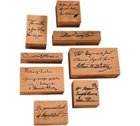 Lpitoy Wooden Rubber Stamp, 8 Pcs English Art Font Wooden Stamps, Vintage Rubber Seal Stamp for DIY Craft Planners Journals Scrapbooking
