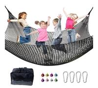 LPIW Climbing Net for Kids - 9.9FT x 9.9FT Double Layers Heavy Duty Playground Safety Net, Climbing Cargo Net for Tree House Tree Fort, Back Yard, Jungle Gyms, Monkey Bar Security Mesh（Black）