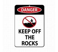 Lplpol Danger Keep Off The Rocks Hazard Sign Keep Off Signs Warning Sign Tin Sign 8" x 12"